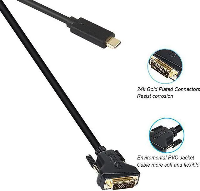 Alt view image 4 of 5 - USB C to DVI Cable  USB TypeC to DVI Cable Thunderbolt 3 Compatible for MacBook Pro 201920182017 Samsung Galaxy S9S8 Surface Book 2 Dell XPS 1315 Pixelbook and More 6 Feet