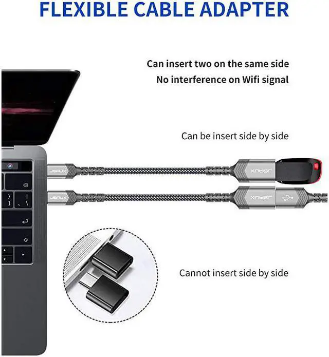 Alt view image 2 of 7 - USB C to USB Adapter  05ft 2 Pack Type C 30 OTG Cable On The Go Type C Male to USB A Female Adapter Compatible with MacBook Pro 2018 2017Samsung Galaxy S20 S20+ Ultra S8 S9 Note 10 etcGrey