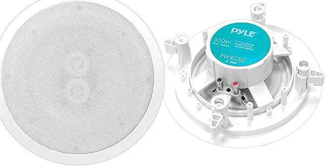 Main image of 65 Ceiling Wall Mount Speakers 2Way Weatherproof Full Range Woofer Speaker System Flush Design w 60Hz22kHz Frequency Response 300 Watts Peak Template for Easy Installation  PWRC62