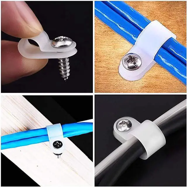 Alt view image 6 of 6 - 225pcs 9 Size White Nylon RType Cable Clamp Fastener Assortment Kit for 18 316 14 516 38 12 58 34 1 Inch Dia Wire Tube Plastic Wire Cord Clip Fixer