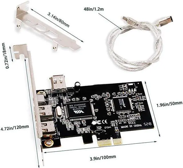 Alt view image 6 of 6 - PCIE FireWire Card for Windows 9820002003XPVista788110Server Desktop PCs3264bitIEEE 1394A FireWire 4006Pin X3 Ports and 4Pin X1 PortInclude Low Profile BracketPCIE1394A
