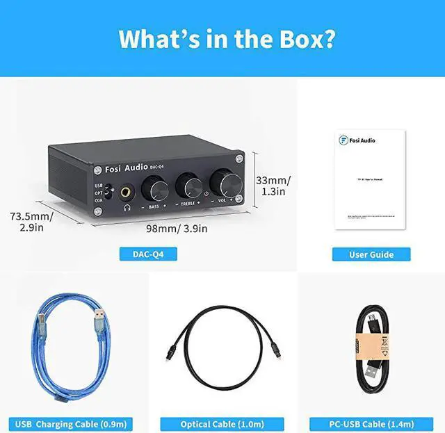 Alt view image 7 of 7 - Q4 Mini Stereo Gaming DAC Headphone Amplifier 24Bit192 KHz USBOpticalCoaxial to RCA AUX DigitaltoAnalog Audio Converter Adapter for HomeDesktop PoweredActive Speakers Black