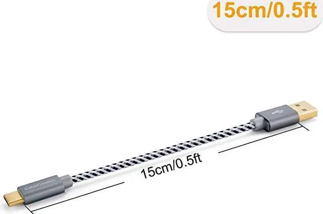 Alt view image 2 of 5 - Short USB C Cable, [2-Pack] 0.5ft 6 inch USB C to A Cable Braided 3A Fast Charging, Compatible with Galaxy S20/S10/S9/S9+, Note 10 9 8, LG V50 V30, Space Gray [56K Ohm Resistance]