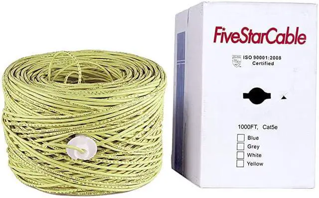 Alt view image 4 of 6 - Cable 1000 Ft Cat5E UTP 24AWG CCA Twisted Pair Networking Bulk Cable Pull Box Yellow Color
