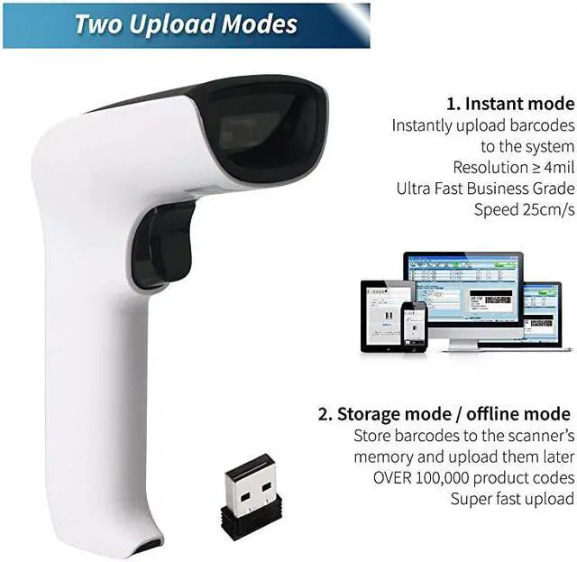 Alt view image 5 of 7 - Wireless 2D Bluetooth Barcode Scanner 3in1 Hand Scanners Cordless Rechargeable 1D and 2D Scan Gun for Inventory Management Portable Handheld USB Bar CodeQR Code Reader