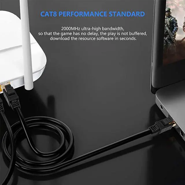 Alt view image 7 of 7 - Cat 8 Ethernet Cable 33 FT 26AWG 40Gbps 2000Mhz SSTP Patch Cord Shielded Heavy Duty High Speed Weatherproof Internet LAN Network with Gold Plated RJ45 Connector for Router Modem Gaming