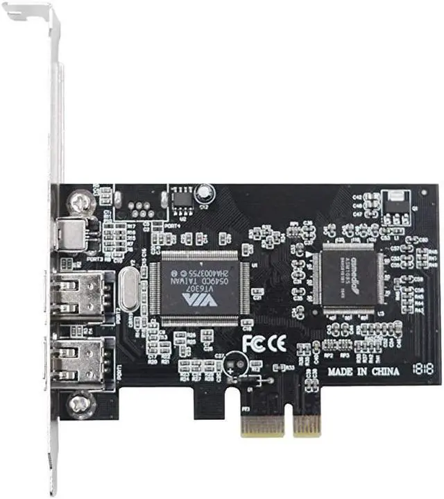 Alt view image 2 of 5 - PCIe 3 Ports 1394A Firewire Expansion Card PCI Express 1X to External IEEE 1394 Adapter Controller 2 x 6 Pin + 1 x 4 Pin for Desktop PC and DV Connection