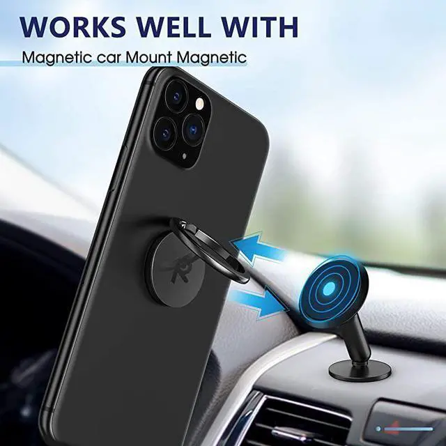 Alt view image 5 of 7 - Phone Ring Holder Finger KickstandMetal Grip Holder for Magnetic Car Mount Compatible with iPhone 12 Pro max12Pro1212 minifor All iPhone and Samsung Galaxy Black