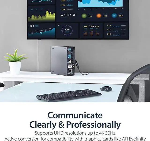 Alt view image 4 of 6 - com DisplayPort to HDMI Adapter - 4K 30Hz Active DisplayPort to HDMI Video Converter - DP to HDMI Monitor/TV/Display Cable Adapter Dongle - Ultra HD DP 1.2 to HDMI 1.4 Adapter (DP2HD4KS)