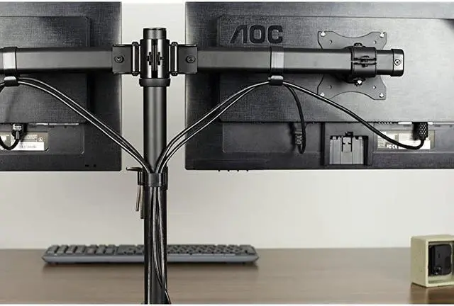 Alt view image 7 of 7 - Dual Monitor Curved Horizontal Array Desk Mount Stand fits Screens up to 27 inches STAND-V002E