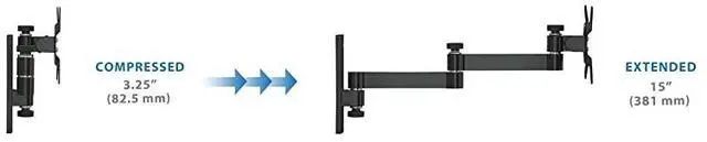 Alt view image 6 of 7 - Full Motion Computer Monitor Wall Mount Articulating Arm Fits Single Monitor Screens 19 20 215 22 24 27 30 Inches VESA 75 and 100 Compatible 33 lb Capacity Black