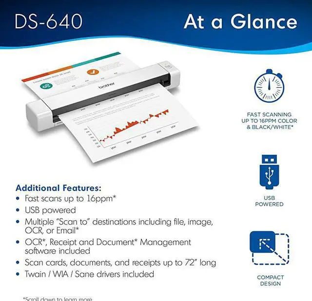 Alt view image 2 of 7 - DS640 Compact Mobile Document Scanner Model DS640