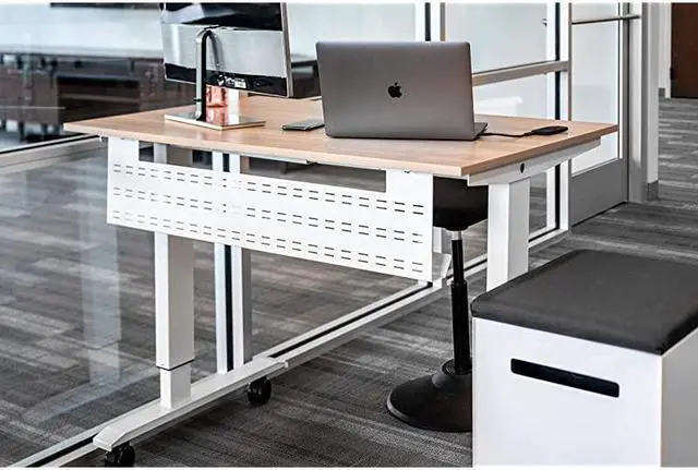 Alt view image 2 of 2 - Desk Cable Management Tray 39quot Length White Horizontal Computer Cord Raceway and Modesty Panel for 48quot W Desks