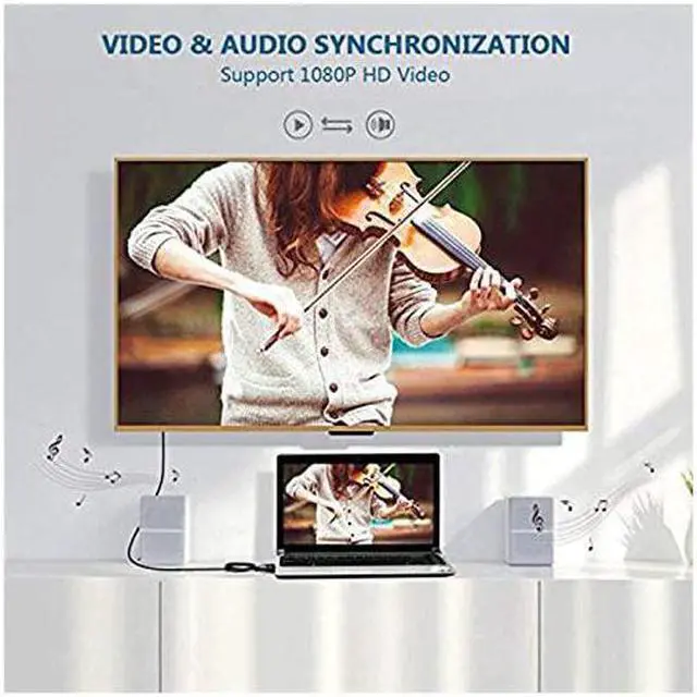 Alt view image 6 of 7 - VGA to HDMI  1080P VGA to HDMI Adapter Male to Female for Computer Desktop Laptop PC Monitor Projector HDTV with Audio Cable and USB Cable Black
