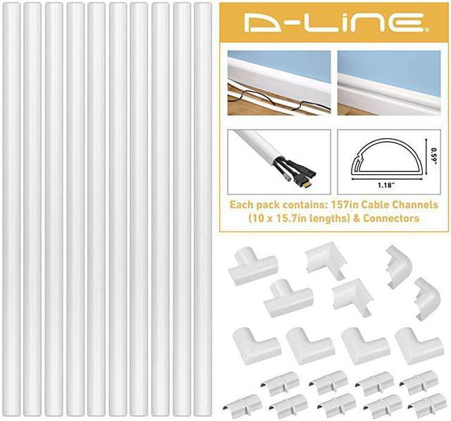 D-LINE Cord Cover White, 15.7 Inch One-Piece Half Round Cable