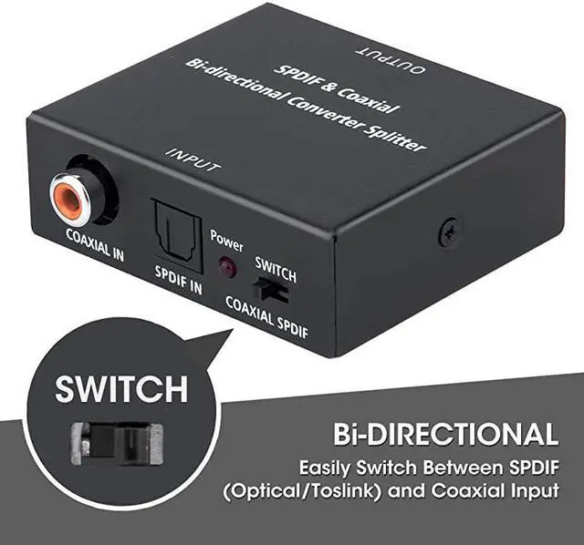 Alt view image 5 of 6 - OpticaltoCoaxial or CoaxtoOptical Digital Audio Converter Adapter BiDirectional Digital Coaxial tofrom SPDIF Optical Toslink Audio Converter with Fiber Optic and Coaxial Cable