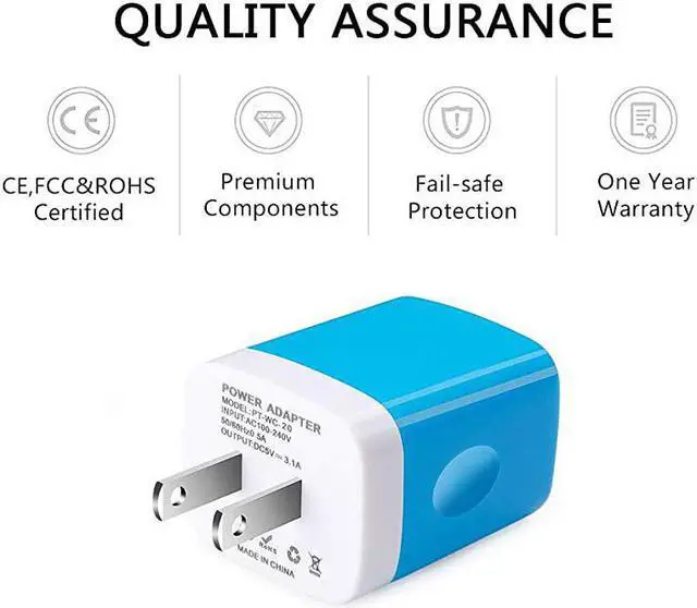 Alt view image 5 of 7 - Wall Charger, USB Charger Adapter,  3.1A/3Pack Muti Port Fast Charging Cube Power Charge Base Block Plug Replacement for Phone X/8/7 Plus, Samsung Note9/S9/S8/S7, Kindle Fire and More USB Plug