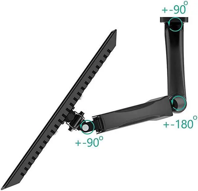 Alt view image 7 of 7 - Single LCD Monitor Fully Adjustable Gas Spring Wall Mount Fits 1 Screen VESA up to 27 inch 143 lbs Weight Capacity Arm Max Extension 17 inch GSWM001 Black