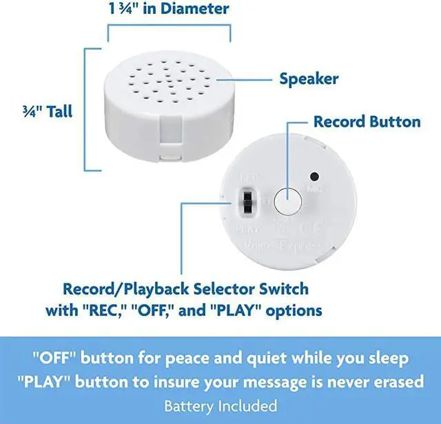 Alt view image 7 of 7 - Express Mini Recorder for Personal Messages Perfect Device for Plush Toys Stuffed Animals Baby Dolls and Pillows Playback