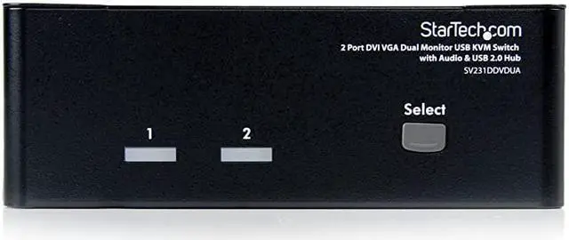 Alt view image 2 of 5 - com 2 Port KVM Switch - DVI and VGA w/ Audio and USB 2.0 Hub – Dual Monitor / Display / Screen KVM Switch - DVI VGA (SV231DDVDUA),Black