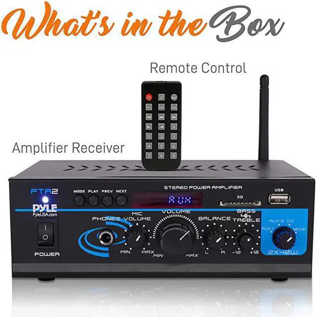 Alt view image 7 of 7 - Home Audio Power Amplifier System 2X40W Mini Dual Channel Mixer Sound Stereo Receiver Box w AUX Mic Input For Amplified Speakers PA CD Player Theater via RCA Studio Use  PTA2