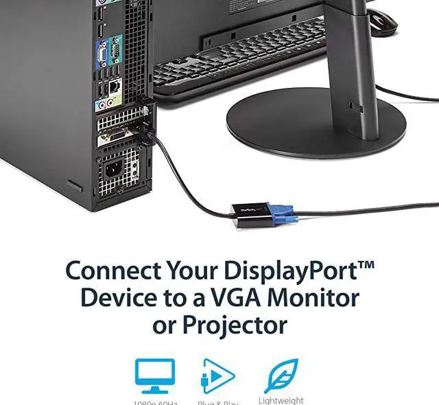 Alt view image 2 of 6 - com DisplayPort to VGA Display Adapter 1080p 1920x1200 Active DP to VGA Male to Female HD Video Converter for laptopPCMonitor DP2VGA3