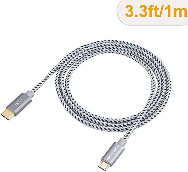 Alt view image 5 of 6 - USB C to Micro USB Cable 33 ft Braided USB Type C to Micro B OTG Cable 480Mbps Compatible with MacBook Pro Pixel 3 XL Galaxy S20 Note 8 9 Android Devices 1M Space Gray
