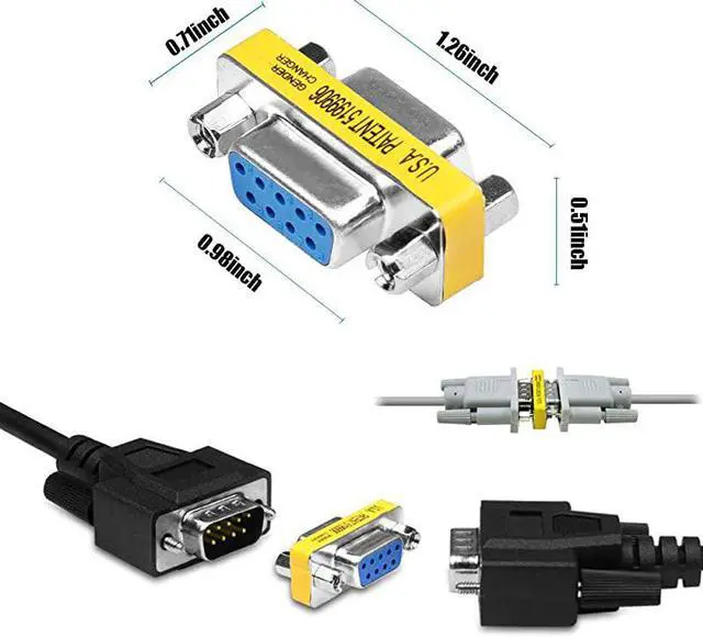 Alt view image 6 of 7 - 6Pack DB9 9Pin Male to MaleFemale to FemaleMale to Female Mini Gender Changer Coupler Connector RS232 Serial Cable Extender Adapter