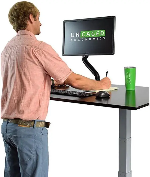 Alt view image 5 of 5 - Computer Monitor Arm Mount with 2 USB Ports Ergonomic Adjustable Height Universal VESA LCD Holder with Gas Spring Office Standing Desk Accessories Organizer CClamp Grommet Connection