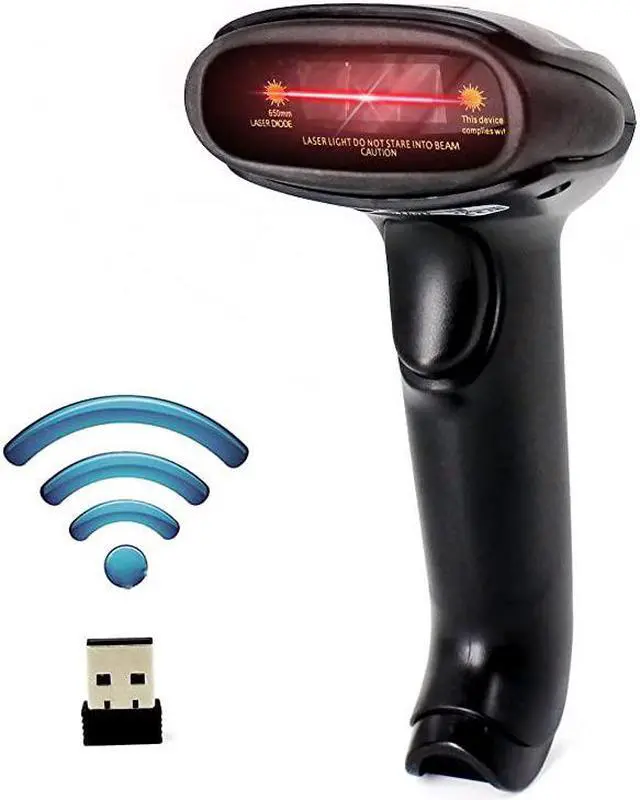 Main image of USB Wireless Barcode Scanner Handheld Laser Barcode Reader 24GHz Wireless USB20 Wired with Receiver Storage of up to 10000 Code