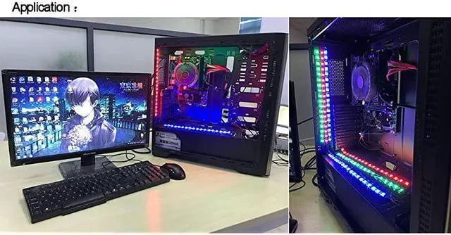 Alt view image 3 of 7 - PC LED Flexible Light Strip Computer Lighting Green with Magnetic for PC Case Computer Lighting Kit30cm18ledsS Series