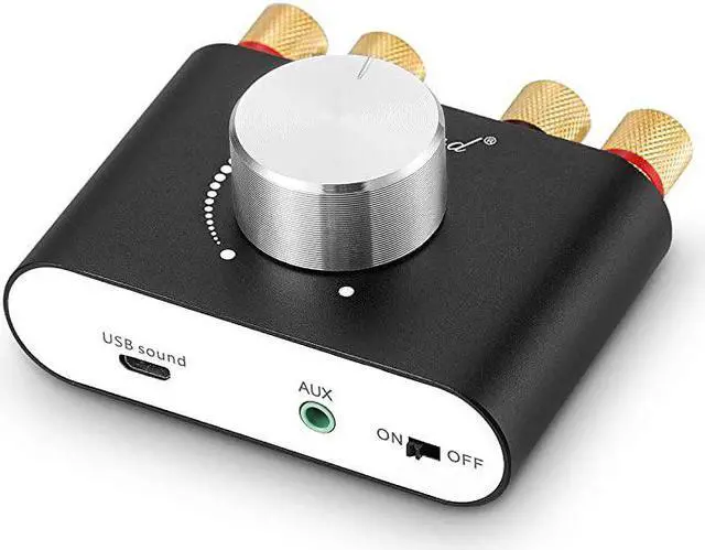 Main image of Mini Bluetooth Power Amplifier Stereo HiFi Digital Amp 20 Channel 50W×2 with AUXUSBBluetooth Input Wireless Audio Receiver PC Sound Card with Power Supply Black