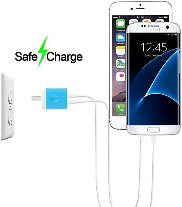 Alt view image 7 of 7 - Wall Charger  3Pack Dual Port USB Home Travel Wall Charger Plug Compatible with iPhone X87 Plus6 Plus Tablet Samsung Galaxy S10S10+S9S8 S7 S6 Edge HTC LG Sony and More