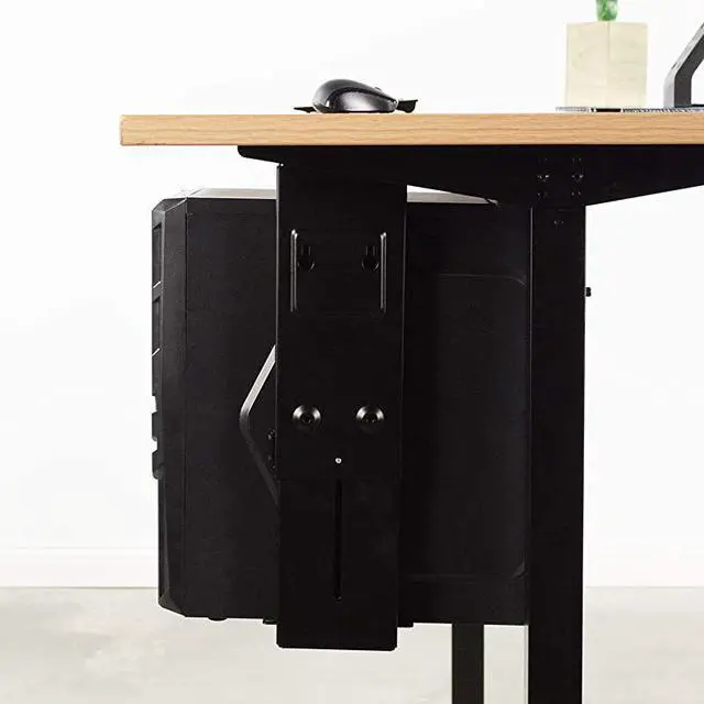 Alt view image 5 of 7 - Adjustable Under Desk and Wall PC Mount, Computer Case Holder with Swivel Action and Secure Locking, Black, MOUNT-PC01