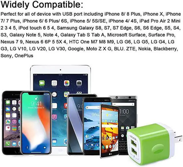 Alt view image 5 of 6 - USB Wall Charger 2Pack 5V21AMP  2Port USB Wall Charger Home Travel Plug Power Adapter Charging Replacement for iPhone X87s7 Plus6s Samsung Galaxy S7 S6 HTC LG Table Motorolaetc