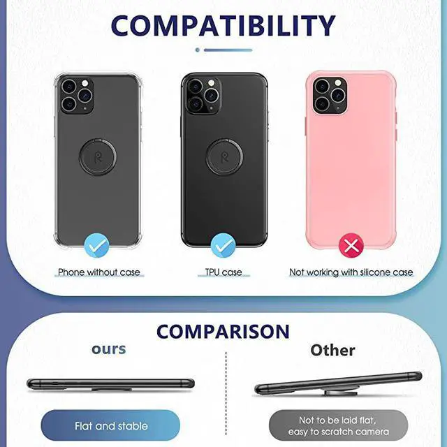 Alt view image 6 of 7 - Phone Ring Holder Finger KickstandMetal Grip Holder for Magnetic Car Mount Compatible with iPhone 12 Pro max12Pro1212 minifor All iPhone and Samsung Galaxy Black