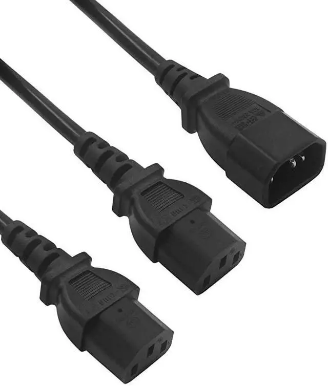 Alt view image 4 of 6 - 3Pack UPS Server Y Splitter C14 to 2 x C13 Power Adapter Cable Cord 30cm