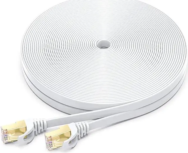 Main image of Ethernet Cable 20 Feet High Speed Flat Internet Network Computer Patch Cord Faster Than Cat6 Cat5e LAN Wire Shielded RJ45 Connectors for Router Modem Xbox Printer White