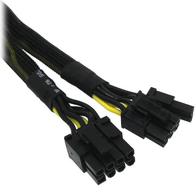 Alt view image 3 of 6 - GPU VGA PCIe 8 Pin Female to Dual 2X 8 Pin 6+2 Male PCI Express Power Adapter Braided YSplitter Extension Cable 9inch23cm