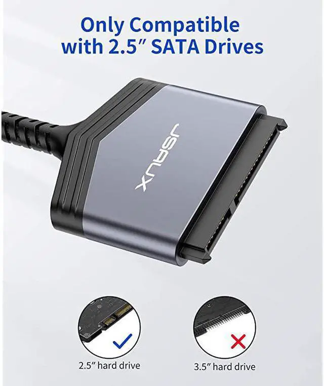 Alt view image 2 of 7 - SATA to USB A Cable,  USB A 3.0 to 2.5” SATA III Hard Drive Adapter Aluminum Shell Nylon Cord External Converter for SSD/HDD Data Transfer-Grey