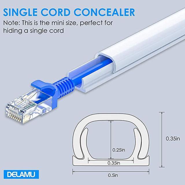 Cord Cover Wall, 142in One-Cord Channel Cord Hider Wall, Mini Size Wire  Covers for Cords, Paintable Cable Concealer to Hide Speaker Wire, Ethernet