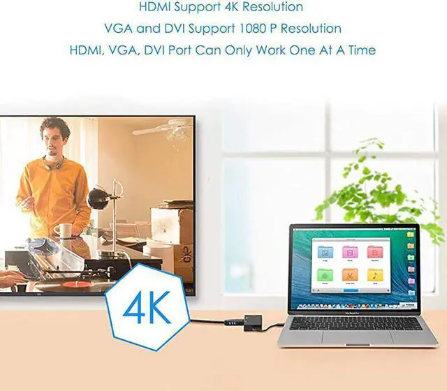 Alt view image 3 of 4 - Mini DisplayPort to HDMI VGA DVI  3 in 1 Gold Plated Mini DP Thunderbolt Adapter Compatible with MacBook iMac Mac Book Air DP 12 Version 4Kx2K Black
