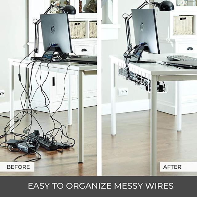 Under Desk Cable Management Tray - Office/Standing Desk Cable Tray  Organizer - Desk/Table Mount Holder for Cords/Wire/Power Strip - Computer  Cable