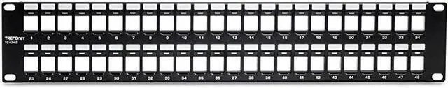 Alt view image 5 of 6 - 48-Port Blank Keystone 2U HD Patch Panel, TC-KP48, 2U 19” Metal Rackmount Housing, HD Keystone Network Patch Panel, Recommended w/TC-K25C6 & TC-K50C6 Cat6 Keystone Jacks (Sold Separately)
