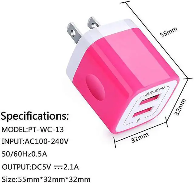 Alt view image 2 of 5 - Charger Plug USB Wall Charger  USB Charging Block Base Box Cube Outlet Adapter Replacement for LG Samsung Galaxy Kindle Moto Huawei HTC ZTE XiaoMi iPhone and More USB Charger Brick