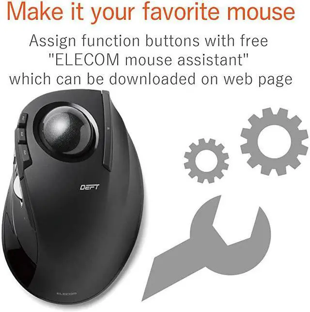 Alt view image 7 of 7 - MDT2DRBK Wireless index finger Trackball mouse EXG series L size 24GHz 8 buttons Black