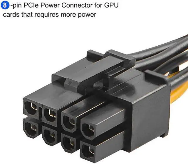 Alt view image 4 of 7 - 6 Pin to 8 Pin Pcie Adapter Cable  2Pack 6pin to 8pin PCIe Express Power Adapter Cable 4 Inches 10CM