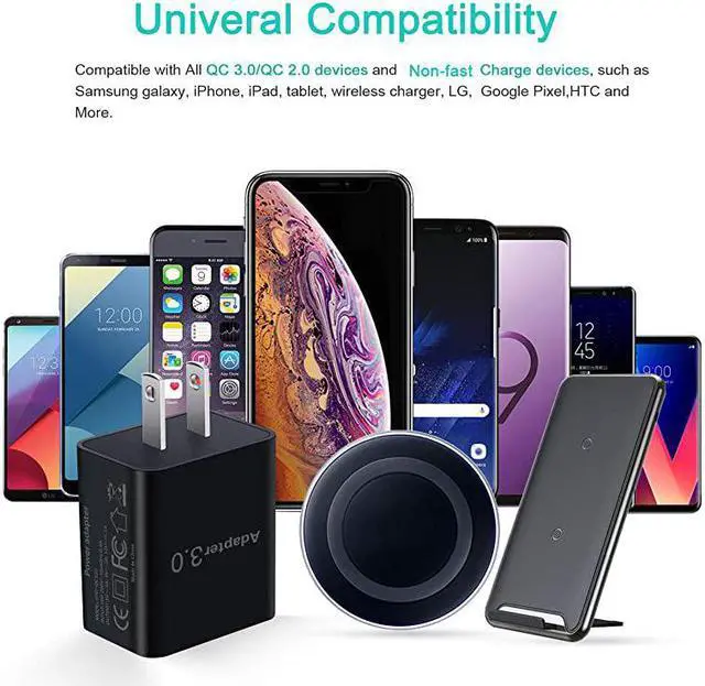 Alt view image 7 of 7 - 4Pack QC 30 USB Wall Charger  18W QC 30 USB Charger Adapter Fast Charging Block Compatible Wireless Charger Samsung Galaxy S9 S8Note 8 9 iPhone iPad LG HTC 10 and More