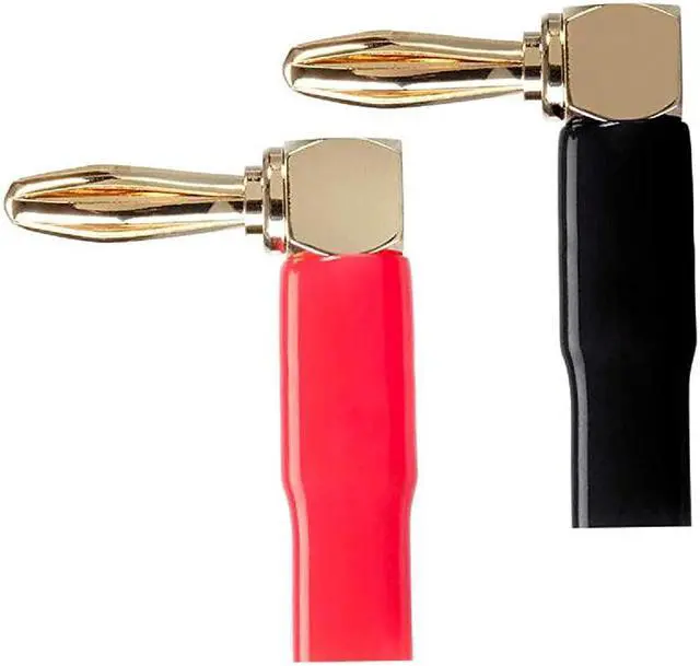 Alt view image 4 of 6 - 10 Pair Right Angle 24k Gold Plated Banana Speaker Wire Cable Screw Plug Connectors 121915 BlackRed