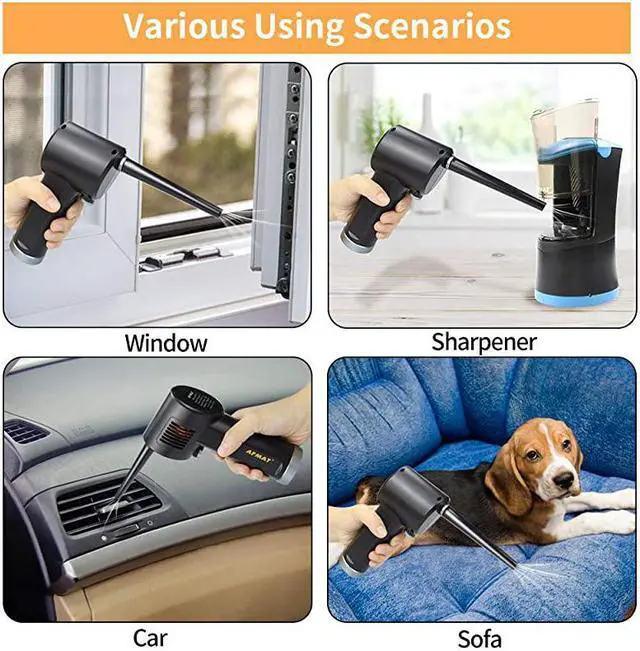 Alt view image 6 of 7 - Air Duster for Computer Better Choice for Air Can Duster Compressed Air Can Air Canister Spray Air Duster for Computer w 6000mAh Rechargeable Battery 10W Fast Charging 33000 RPM